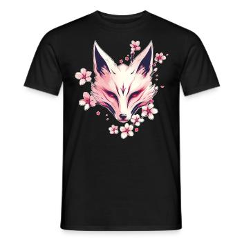 Masque japonais de renard - T-shirt homme - noir - Devant - AI Model Male 178 light (178cm)