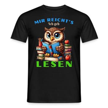 Mir reicht's Eule Eulen Uhu Buch Bücher Lesen Fun - Männer T-Shirt - Schwarz - Vorne - AI Model Male 178 light (178cm)