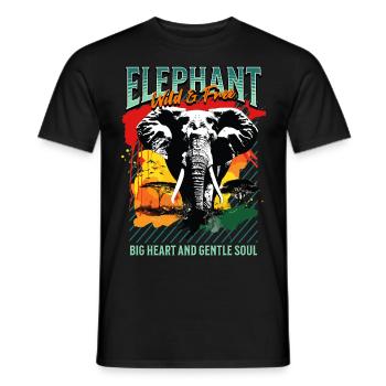 Éléphant Afrique Safari Nature nature sauvage aquarelle Art - T-shirt homme - noir - Devant - AI Model Male 178 light (178cm)