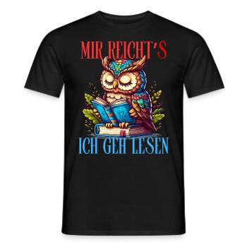 Hibou, Hibou grand-duc, Libraire, Livre, Lecture, Littérature, Temps d’arrêt - T-shirt homme - noir - Devant - AI Model Male 178 light (178cm)