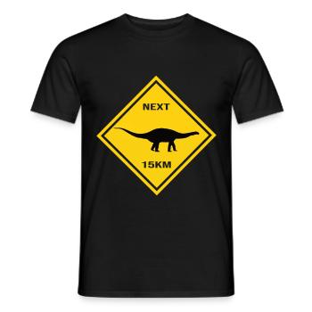 Attention: Apatosaurus crosses the road Design - Men's T-Shirt - black - Front - AI Model Male 178 light (178cm)