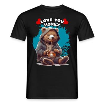 JE T’AIME CHÉRIE. Ours, Chérie, Ambigu, Humour, Fun - T-shirt homme - noir - Devant - AI Model Male 178 light (178cm)