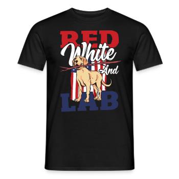 4th Of July Red Stripes American Flag Labrador - Men's T-Shirt - black - Front - AI Model Male 178 light (178cm)