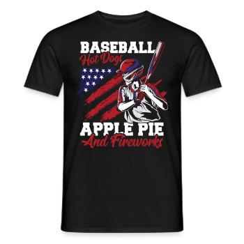 Baseball American Flag Patriotic Catcher 4th of - Men's T-Shirt - black - Front - AI Model Male 178 light (178cm)