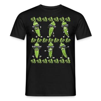 Dancing okra with sunglasses okra - Men's T-Shirt - black - Front - AI Model Male 178 light (178cm)
