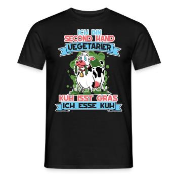 Ich Bin Second Hand Vegetarier Kuh Isst Gras - Männer T-Shirt - Schwarz - Vorne - AI Model Male 178 light (178cm)