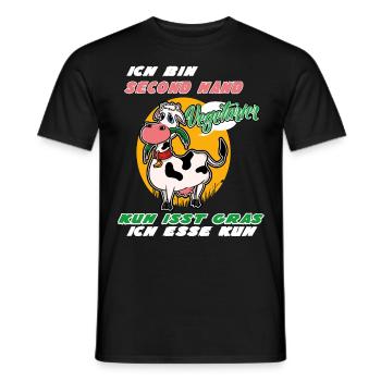 Ich Bin Second Hand Vegetarier Kuh Isst Gras - Männer T-Shirt - Schwarz - Vorne - AI Model Male 178 light (178cm)
