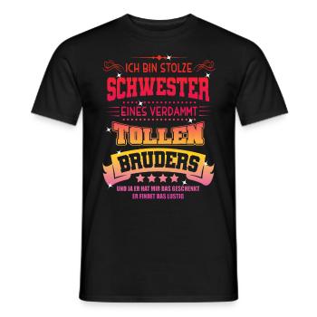 Proud sister of a great brother sibling - Men's T-Shirt - black - Front - AI Model Male 178 light (178cm)
