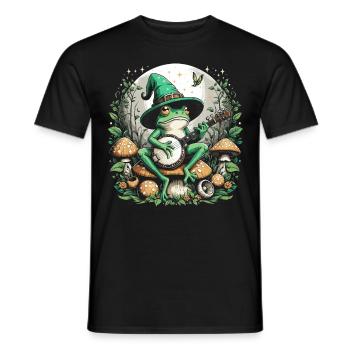 Cottagecore Aesthetic Frog - Men's T-Shirt - black - Front - AI Model Male 178 light (178cm)