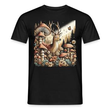 Cottagecore Aesthetic Deer - Men's T-Shirt - black - Front - AI Model Male 178 light (178cm)
