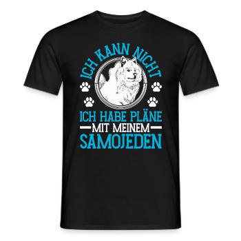 Pläne mit meinem Samojede Schlittenhund - Männer T-Shirt - Schwarz - Vorne - AI Model Male 178 light (178cm)