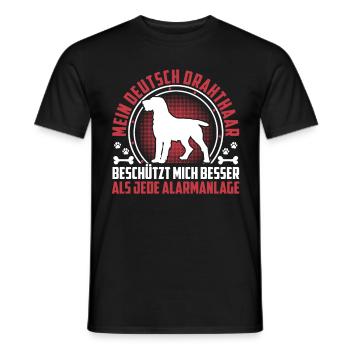 German wirehaired dog protects me better - Men's T-Shirt - black - Front - AI Model Male 178 light (178cm)