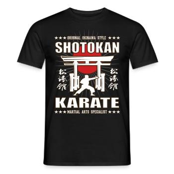 Cool Shotokan martial arts design with kanji - Men's T-Shirt - black - Front - AI Model Male 178 light (178cm)