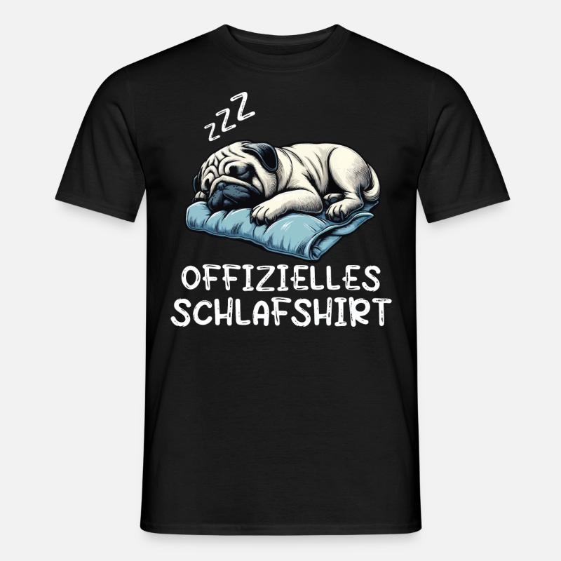 Offizielles Schlafshirt Mops Möpse Mopsbesitzer - Männer T-Shirt - Schwarz