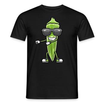 Dancing okra with sunglasses okra - Men's T-Shirt - black - Front - AI Model Male 178 light (178cm)