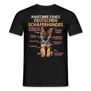 Anatomie des Deutschen Schäferhundes Lustiges - Männer T-Shirt - Schwarz - Vorne - AI Model Male 178 light (178cm)