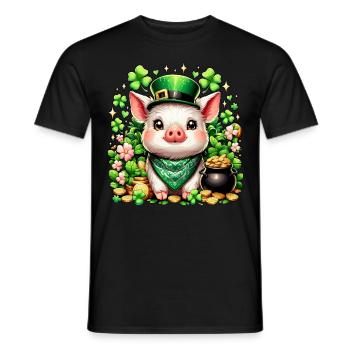 Glücksschwein Silvester Neujahr Schweinchen - Männer T-Shirt - Schwarz - Vorne - AI Model Male 178 light (178cm)
