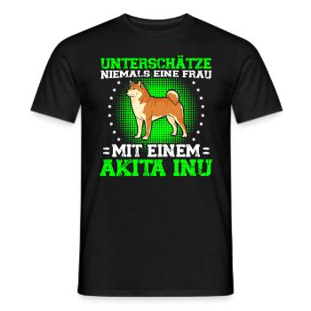 Akita Inu Japanese wife with Akita Inu - Men's T-Shirt - black - Front - AI Model Male 178 light (178cm)