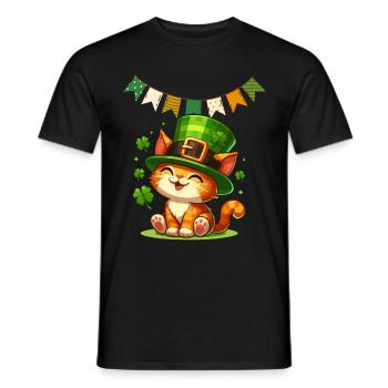 Chat St Patrick Irlande Irlandais Shamrock Chance Fun - T-shirt homme - noir - Devant - AI Model Male 178 light (178cm)