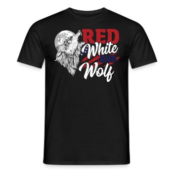 Wild Happy 4th Of July USA Howling Wolves under - Men's T-Shirt - black - Front - AI Model Male 178 light (178cm)