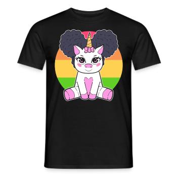 Fille Noire Mignon Licorne Afro Cheveux - T-shirt homme - noir - Devant - AI Model Male 178 light (178cm)