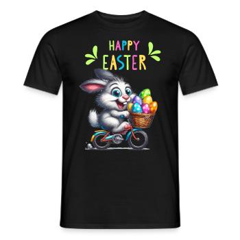 Lapin de Pâques Vélo Oeufs De Pâques Drôle Enfants - T-shirt homme - noir - Devant - AI Model Male 178 light (178cm)