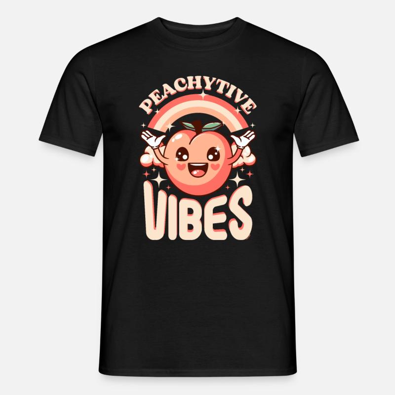 Pfirsich-Pfirsich-Vibes - Männer T-Shirt - Schwarz