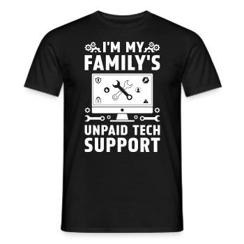 Je suis l’assistance technique non rémunérée de ma famille - T-shirt homme - noir - Devant - AI Model Male 178 light (178cm)