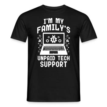 Je suis l’assistance technique non rémunérée de ma famille - T-shirt homme - noir - Devant - AI Model Male 178 light (178cm)