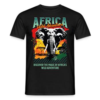 Afrika Elefant Natur Abenteuer Wildnis Safari - Männer T-Shirt - Schwarz - Vorne - AI Model Male 178 light (178cm)