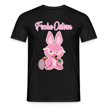 Frohe Ostern, mit dem rosa Osterhasen - Männer T-Shirt - Schwarz - Vorne - AI Model Male 178 light (178cm)