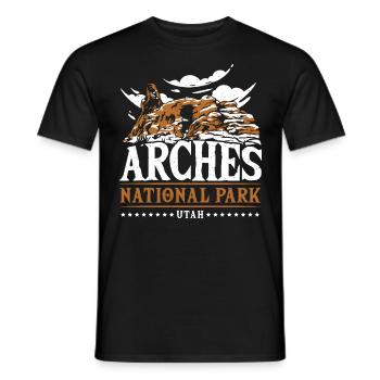 Arch Wilderness Hiking Arches National Park Funny - Men's T-Shirt - black - Front - AI Model Male 178 light (178cm)
