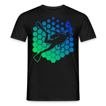 Men's Diving Scuba Diving Women's Free Dive - Men's T-Shirt - black - Front - AI Model Male 178 light (178cm)