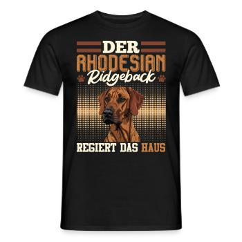 Ridgeback DER RHODESIAN RIDGEBACK REGIERT DAS HAUS - Männer T-Shirt - Schwarz - Vorne - AI Model Male 178 light (178cm)