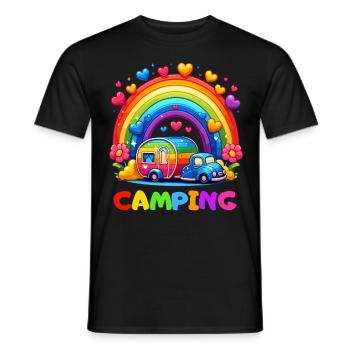 Camping Rainbow Campsite Happiness Camper Heart - Men's T-Shirt - black - Front - AI Model Male 178 light (178cm)