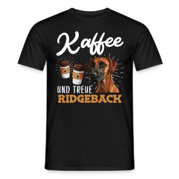 KAFFEE UND TREUE RIDGEBACK Rhodesian Ridgeback - Männer T-Shirt - Schwarz - Vorne - AI Model Male 178 light (178cm)