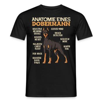 ANATOMIE EINES DOBERMANNS Lustiges Hundebesitzer - Männer T-Shirt - Schwarz - Vorne - AI Model Male 178 light (178cm)