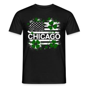 Drapeau américain Chicago Saint-Patrick - T-shirt homme - noir - Devant - AI Model Male 178 light (178cm)