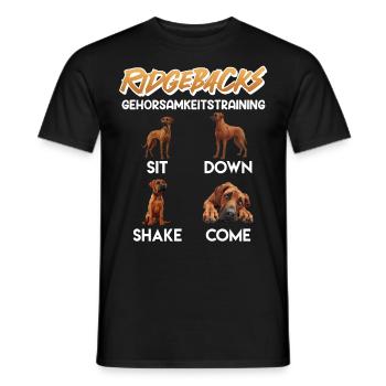 RHODESIAN RIDGEBACK GEHORSAMKEITSTRAINING Lustig - Männer T-Shirt - Schwarz - Vorne - AI Model Male 178 light (178cm)