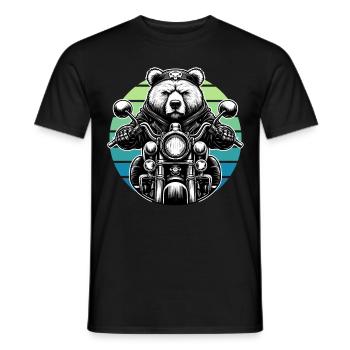 Motorrad Motorradfahrer Biker Grizzly Bär lustig - Männer T-Shirt - Schwarz - Vorne - AI Model Male 178 light (178cm)