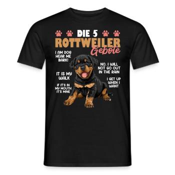 Rottie Besitzer DIE 5 ROTTWEILER GEBOTE Lustiges - Männer T-Shirt - Schwarz - Vorne - AI Model Male 178 light (178cm)