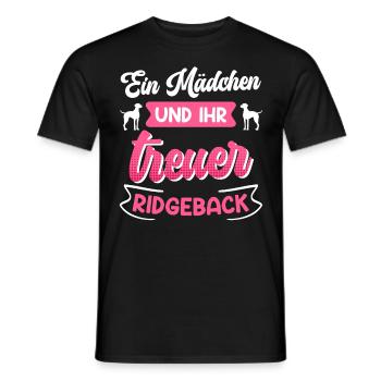 Rhodesian Ridgeback EIN MÄDCHEN UND IHR TREUER - Männer T-Shirt - Schwarz - Vorne - AI Model Male 178 light (178cm)