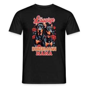 Doberman LÄSSIGE DOBERMAN MAMA UNGEWÖHNLICH - Männer T-Shirt - Schwarz - Vorne - AI Model Male 178 light (178cm)