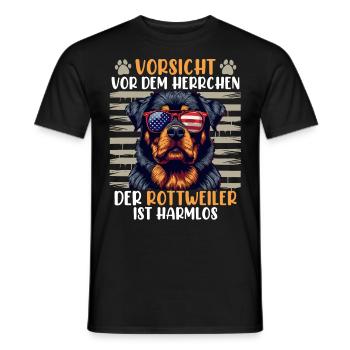Rottweiler VORSICHT VOR DEM HERRCHEN HUND - Männer T-Shirt - Schwarz - Vorne - AI Model Male 178 light (178cm)
