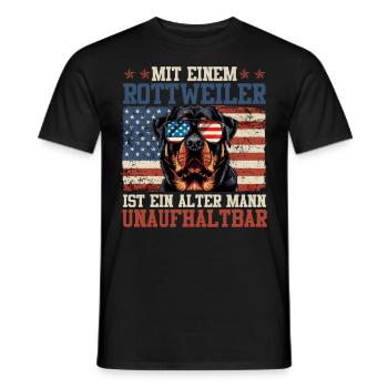 Rottie MIT EINEM ROTTWEILER IST EIN ALTER MANN - Männer T-Shirt - Schwarz - Vorne - AI Model Male 178 light (178cm)
