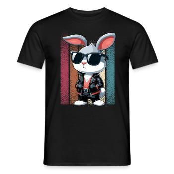 Lapin de Pâques Lapin Pâques Lunettes De Soleil Veste En Cuir Cool - T-shirt homme - noir - Devant - AI Model Male 178 light (178cm)