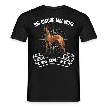 BELGISCHER MALINOIS OMI Belgischer Schäferhund - Männer T-Shirt - Schwarz - Vorne - AI Model Male 178 light (178cm)
