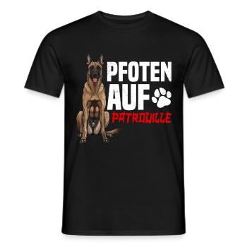 Belgischer Schäferhund PFOTEN AUF PATROULLIE - Männer T-Shirt - Schwarz - Vorne - AI Model Male 178 light (178cm)