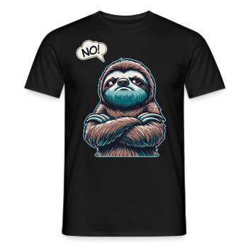 NO! Lazy Tired Sleepy Napping Sloth - Men's T-Shirt - black - Front - AI Model Male 178 light (178cm)