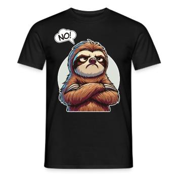 NO! Lazy Tired Sleepy Napping Sloth - Men's T-Shirt - black - Front - AI Model Male 178 light (178cm)